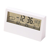 Horloge de table numérique minimaliste style Ins avec affichage date/jour/semaine, thermomètre, hygromètre et météo – Réveil numérique pour étudiant