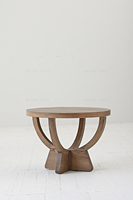 Ethnique Chic orme recyclé Table d'appoint en bois naturel lavé clair Table basse ronde de salon