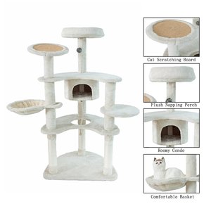 Divertido y Clásico Árbol para Gatos Ecológico de Interior con 4 Niveles, Construcción de Madera y Papel, Empaquetado en Cartón para que los Gatos se Jueguen y Escalen - Product Image 4