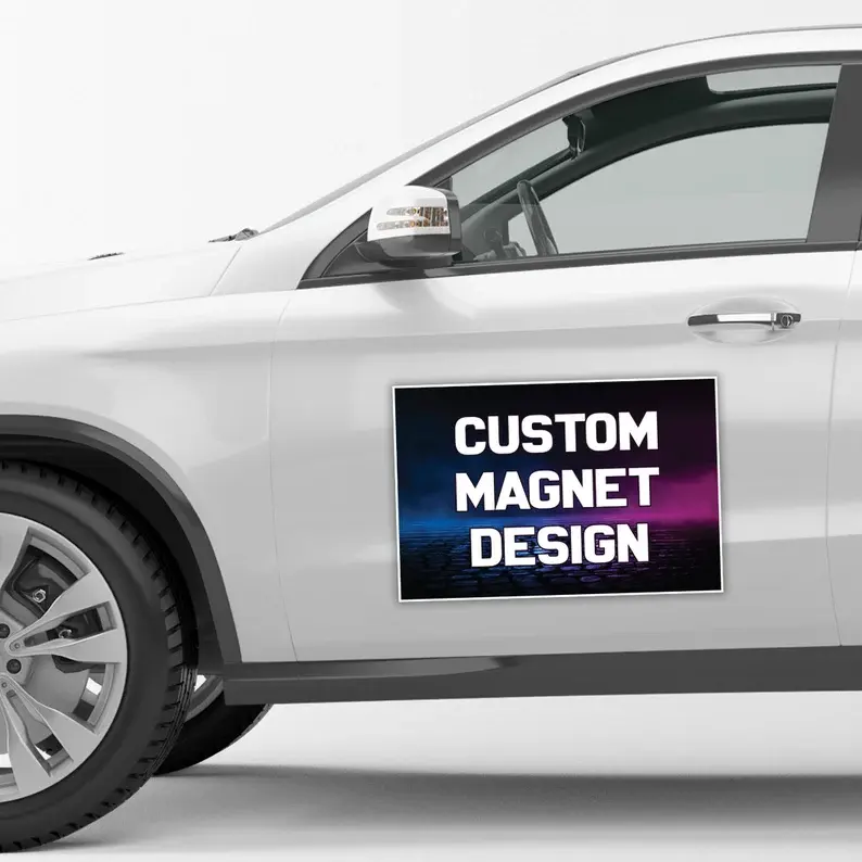 Özel araba mıknatıs araç etiket iş kalıp kesim logosu tampon Van kamyon manyetik çıkartmalar için çıkarılabilir reklam işareti