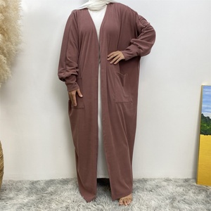 1997#B Fall Winter Warm Coat <b>Thick</b> Polyester Muslim Women Batwing Sleeves With Front Pockets New Kaftan Ladies <b>Cardigan</b> Abaya - Product Image 5