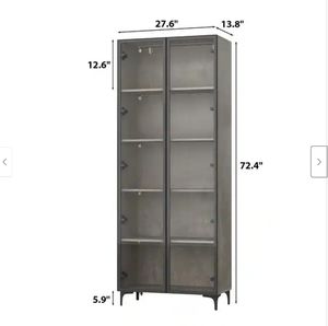 Bibliothèque de bureau et de salon moderne Bibliothèque en bois Armoire de rangement murale avec portes en verre pour livres et fournitures d'ongles - Product Image 2