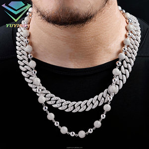 Collana a <span class=keywords><strong>Rosario</strong></span> Unisex in <span class=keywords><strong>Argento</strong></span> <span class=keywords><strong>925</strong></span> Placcato Oro 18K con Moissanite VVS Certificata GRA, Stile Hip-Hop Rapper, Supera il 100% il Test del Diamante, alla Moda - Product Image 6