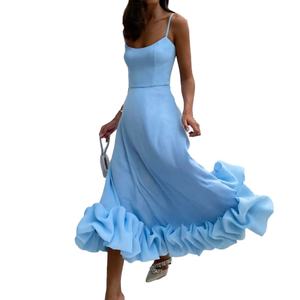 Robe Midi Plissée Halter Superposée Élégante et Sexy pour Femme, Personnalisable en Gros, de Haute Qualité - Product Image 3