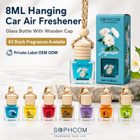 Diffuseur de parfum pour voiture suspendu 8 ml en verre avec bouchon en bois, huile parfumée personnalisée pour rétroviseur, marque privée