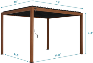 Pérgola <span class=keywords><strong>de</strong></span> <span class=keywords><strong>madera</strong></span> retráctil para exteriores <span class=keywords><strong>de</strong></span> 10 'x 10' con toldo parasol, patio, Jardín sombreado <span class=keywords><strong>de</strong></span> metal, porche, Pabellón, <span class=keywords><strong>madera</strong></span> <span class=keywords><strong>de</strong></span> cedro - Product Image 4