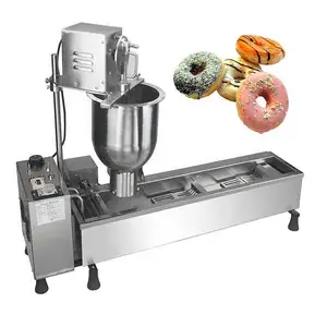 top list 3 Moulds Electric Restaurant Kitchen Yeast Saachi Doughnut Making Frying Machine 220V Donut with Feeder Fry