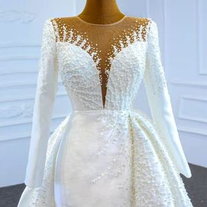 Jancember RSM67215 <span class=keywords><strong>Abito</strong></span> da <span class=keywords><strong>Sposa</strong></span> di Lusso a Sirena con Paillettes e Maniche Lunghe - Product Image 3