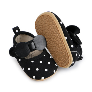 Bowknot Black Polka Dot Baby First Walker <b>Shoes</b> Toddler Non-Slip Rubber Soft-Sole Baby Prewalker <b>Shoes</b> Baby Princess <b>Shoes</b> - Product Image 1