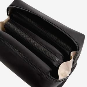 Sac cosmétique en cuir PU grand sac de voyage à fermeture éclair sacs de maquillage étanches avec poignée pour femmes hommes voyage en plein air - Product Image 6