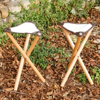 HE-1149, Portable Pliant Hêtre Bois Camping Pique-Nique SBBQ Chaises Chaises De Pêche En Bois Massif Et Toile Tabourets Triangulaires