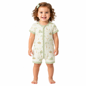 Maßgefertigter Baby Bambusfaser Reißverschluss-Strampler Pyjama für Babymädchen Kinder Schlafanzug Bodysuit Umweltfreundliche Nachtwäsche - Product Image 5