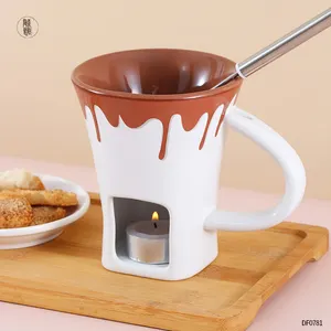 도자기 사용자 정의 로고 tealight 녹는 초콜릿 퐁듀 컵 세라믹 퐁듀 머그잔