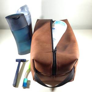 Organizador de baño zZipper de cuero, Kit de aseo de cuero, Kit de cosméticos de afeitar <span class=keywords><strong>Dopp</strong></span>, neceser de cuero - Product Image 4
