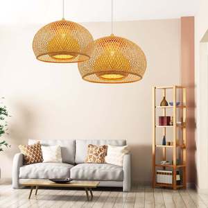 Lustre LED en rotin fait main Chapeau de paille rond Lampe en bambou Pastorale Vintage <span class=keywords><strong>Restaurant</strong></span> Suspension pour Café Bar <span class=keywords><strong>Restaurant</strong></span> - Product Image 4