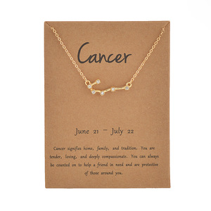 Collier personnalisé OEM plaqué or avec pendentif étoile en strass, signe du zodiaque, collier ras du cou, horoscope, carte de vœux, astrologie - Product Image 2