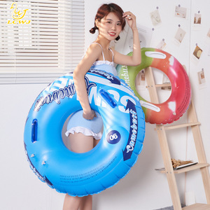 Bouée de natation gonflable pour adultes, ronde, en PVC, épaisseur 0,22 mm, avec poignées, double chambre à air, pour piscine, plage, parc aquatique - Product Image 1