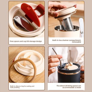 Einfacher Edelstahl-Becher mit Deckel, Löffel und Teesieb - Tragbare Kaffeetasse im Modernen Design, Bedruckbares Souvenir-Geschenk für den Bürogebrauch - Product Image 3