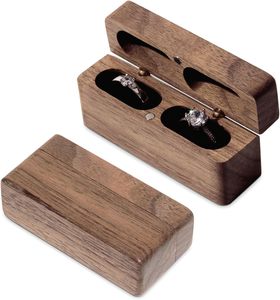 Boîte à bijoux rectangulaire en bois gravée sur mesure sur le thème de l'aventure pour le rangement des bagues de mariage et de fiançailles, décoration de table - Product Image 6