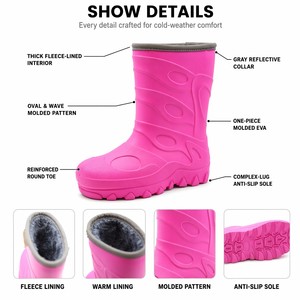 Custom Ultra Lightweight EVA Snow Rain Boots Thick Plush Interior Mid Calf Waterproof Anti Slip Cold Winter Mud Rain <strong>Wellies</strong> - Product Image 2