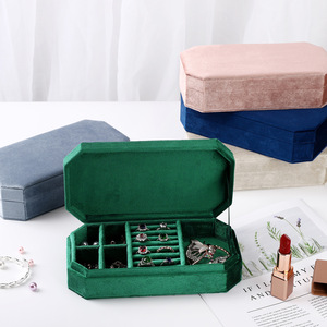 Factory Elegant Velvet Jewelry Storage <b>Box</b> Travel Portable Vintage Octagonal Jewelry Storage <b>Box</b> for <b>Rings</b> Pendants Necklaces - Product Image 4