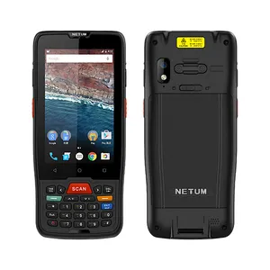 Netum M71 M82 Android Handheld Mobiele Telefoon Pda 4G Bt Wifi 1d 2d Barcodescanner Met Display En Siliconen Hoes