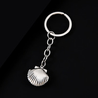Porte-clés en métal en forme de coquillage, simple et élégant, en acier inoxydable, avec cadre photo et breloque suspendue