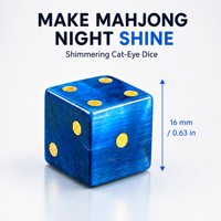 1 pièce Dés D6 en pierre naturelle œil de chat bleue de 16 mm avec points dorés, pour jeux de société et décoration spirituelle de la maison