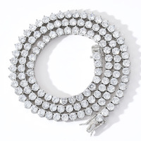 Hip Hop véritable plaqué or 4mm Zircon Tennis chaîne collier glacé bijoux de mode CZ en forme de coeur en laiton pour cadeau chrétien
