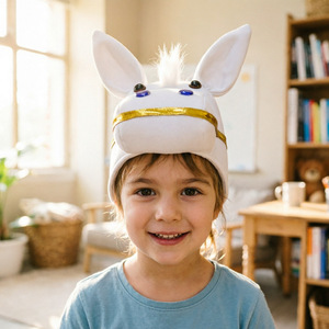 Chapeaux de tête de taureau de dessin animé, chapeaux de tête de <span class=keywords><strong>cheval</strong></span> blanc, accessoires de performance d'Halloween pour enfants, couvre-chefs pour festival parent-enfant - Product Image 3