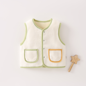 <span class=keywords><strong>Gilet</strong></span> matelassé bébé automne-hiver pour garçons et filles, veste chaude, cardigan, <span class=keywords><strong>gilet</strong></span> en polaire sherpa 2 couches, doux et agréable pour la peau, fermeture à boutons-pression - Product Image 1