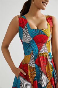 2023 Summer Casual Fashion Women Geometric Cotton <strong>African</strong> Maxi <strong>Dress</strong> - Product Image 4
