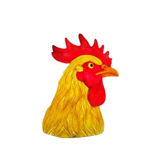 Maßgefertigte Lebendige Handbemalte Hahnkopf-Statue aus Fiberglas für Außenbereich Direkt vom Hersteller Tierfigur für Gewerbliche Ausstellung - Product Image 1