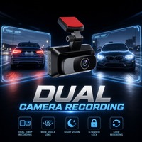 Caméra de tableau de bord avant VGA 1080P, caméra de tableau de bord arrière à double objectif, DVR de voiture avec WiFi intégré, écran 3 pouces, batterie 300 mAh, USB2.0, capteur G, automatique