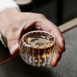50ml 터키 호박 모양 미니 작은 이중 벽 유리 컵 세트 일본 쿵후 차 컵