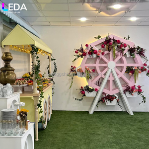 LEDA Party Wedding Event Decor Sweet Style Pink Ferris Wheel Feature Wall Acrylic Floral <b>Stand</b> for <b>Backdrop</b> - Product Image 1