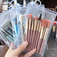 Beauty Planet Private Label Mini Set de 8 pinceaux de maquillage Opp Bag Vegan Professional Travel Eyeshadow Pink Makeup Brush Set