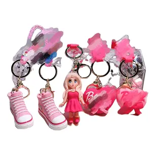 Toptan pembe kız dekorasyon araba anahtarı çanta aksesuarları anahtarlıklar güzel karikatür 3D merhaba anahtarlık çocuklar hediye anahtarlık