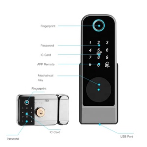 <span class=keywords><strong>Serrure</strong></span> de porte intelligente numérique à empreintes digitales, étanche, double face, avec application Tuya Wifi, RFID, pour portail extérieur, porte d'entrée - Product Image 6