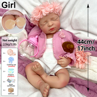 Poupée Reborn Bébé Fille en Silicone Intégral de 17 Pouces, Bouche Ouverte, Peau Ultra Douce et Souple, Réaliste, Cadeau de Festival pour Enfants