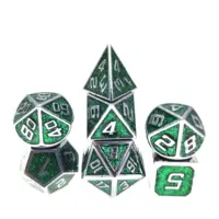 Angepasst Polyhedral neuheit grün emaille d6 d20 d4 d12 d24 würfel sets metall dnd für spiel