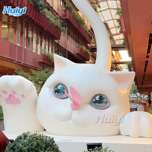 आउटडोर सजावट जीवन के आकार के फाइबरग्लास को प्रबलित प्लास्टिक जानवर के रूप में बिक्री के लिए कार्टून बिल्ली की मूर्तियां - Product Image 5