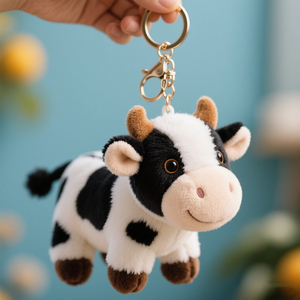 Tùy chỉnh bán buôn thiết kế bò sang trọng Keychain Hot Bán sang trọng Keychain động vật Cá nhân sang trọng Keychain - Product Image 1