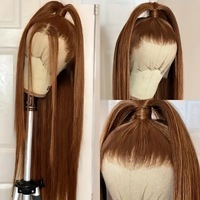 Perruque longue et droite brun clair style européen et américain, très tendance, densité 150%, style exotique, 18-32 pouces