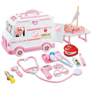 Kit de brinquedo de ambulância elétrica, primeiros socorros, brinquedo de médico para brincadeiras, kit para brincar de médico