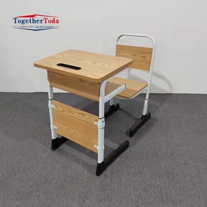 Venta Directa de Fábrica, Muebles Escolares Modernos de Madera con Altura Ajustable, Conjuntos de Escritorio y Silla Individuales y Dobles para Estudiantes - Product Image 1