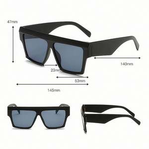 Gafas de Sol Cuadradas Extra Grandes Retro de Moda con Logotipo Personalizado para Mujer y Hombre, Gafas de Sol con Marco Grande Rojo y Azul, Parte Superior Plana - Product Image 6