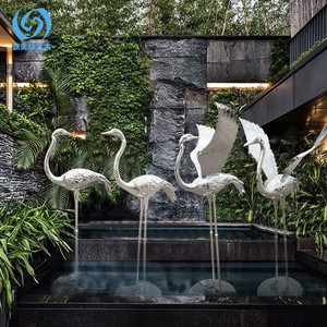 Sculptures de grue en acier inoxydable, art de la sculpture européenne et américaine, 790*1170*1390 mm, faites à la main, pour la décoration extérieure d'hôtels et de bureaux - Product Image 4