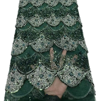 Tissu KC en tulle superposé à motifs écailles festonnées, orné de perles et de paillettes, résistant aux plis, respirant, de poids moyen, maille scintillante pour Dubaï