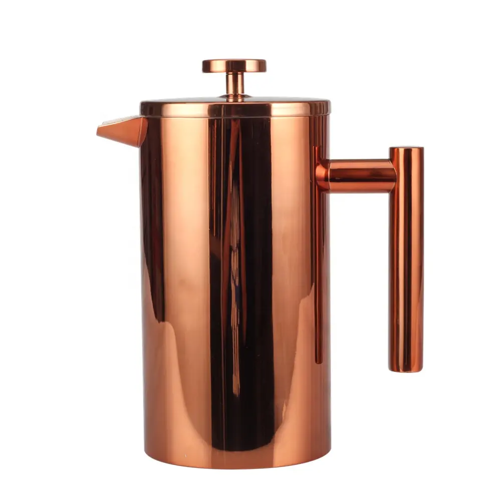 Stainless Steel 34 Ounce/1 Liter  Copper  Double Wall French Press Coffee and Tea Maker